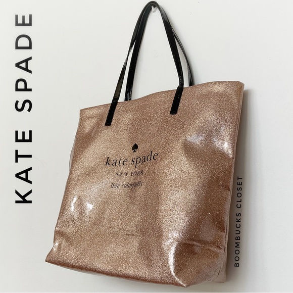 Kate Spade Rose Gold Glitter Tote Bag NWOT - Picture 3 of 16
